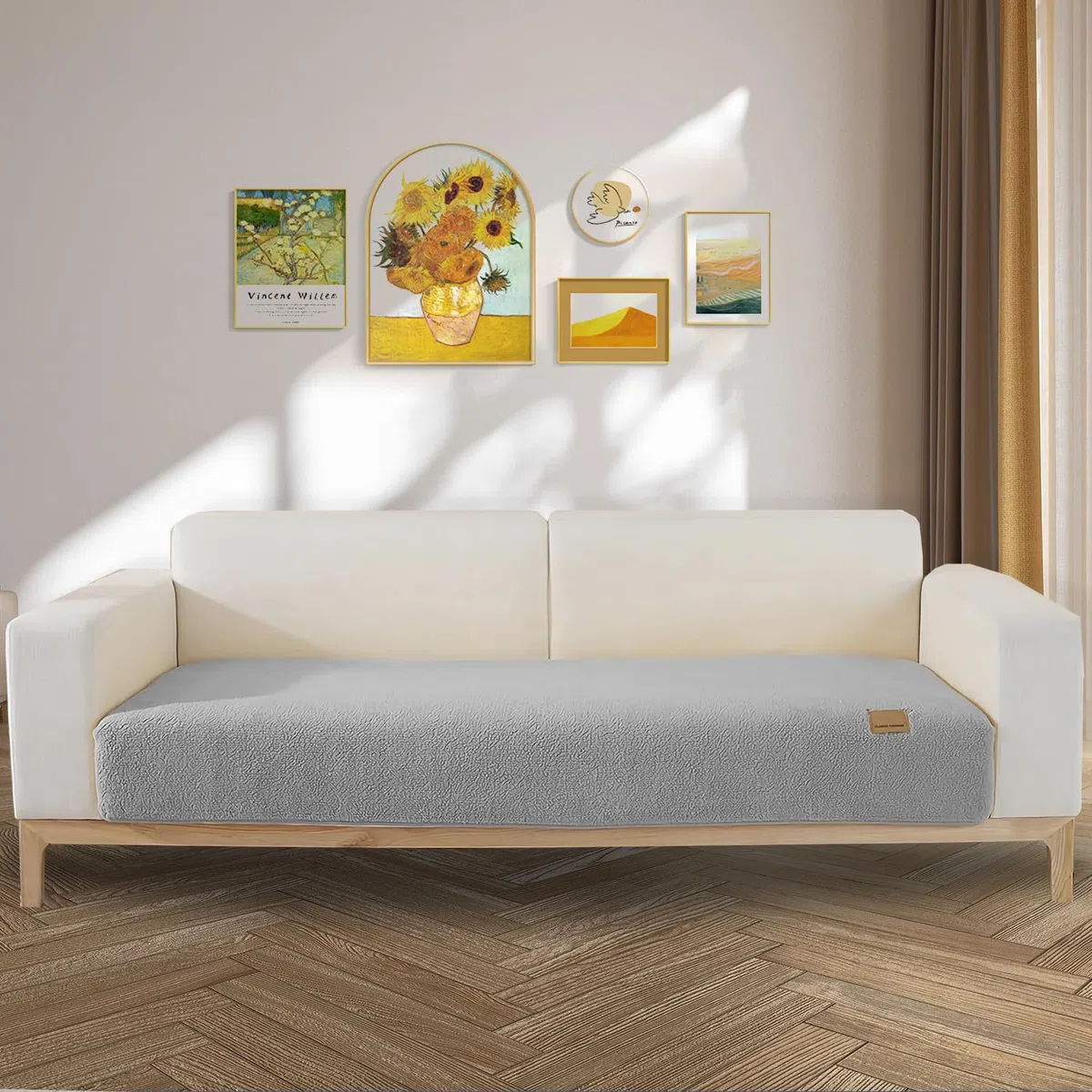 LINGKY Samt Sofabezug 1 2 3 4 Sitzer, L Form Sofaüberwurfe, Ecksofa Sofa überzug Pets Dog Couch überzug Anti-rutsch Sofaschutz, Ultra Weicher Sofaschoner (Grau,110x160cm/Rechteckig)