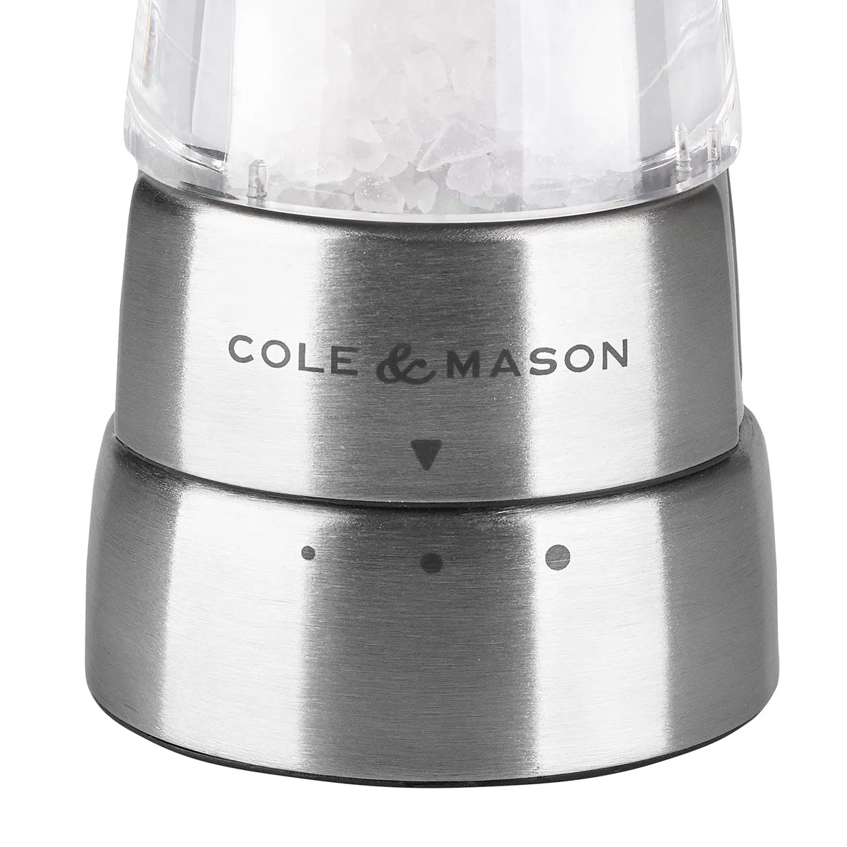 Cole & Mason Derwent Edelstahl Salzmühle, Einstellbarem Keramik-Mahlwerk, Edelstahl/Acryl, 190mm, Precision+