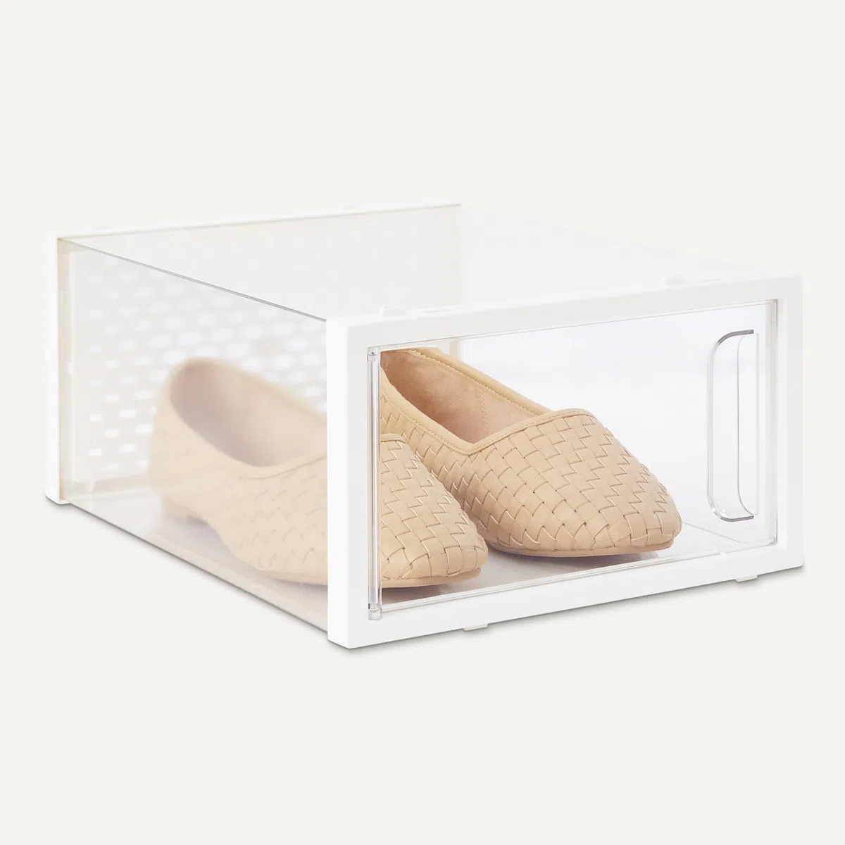 Amazon Basics Schuhaufbewahrungsbox, stapelbar und faltbar, 12 Stück, klein, Transparent