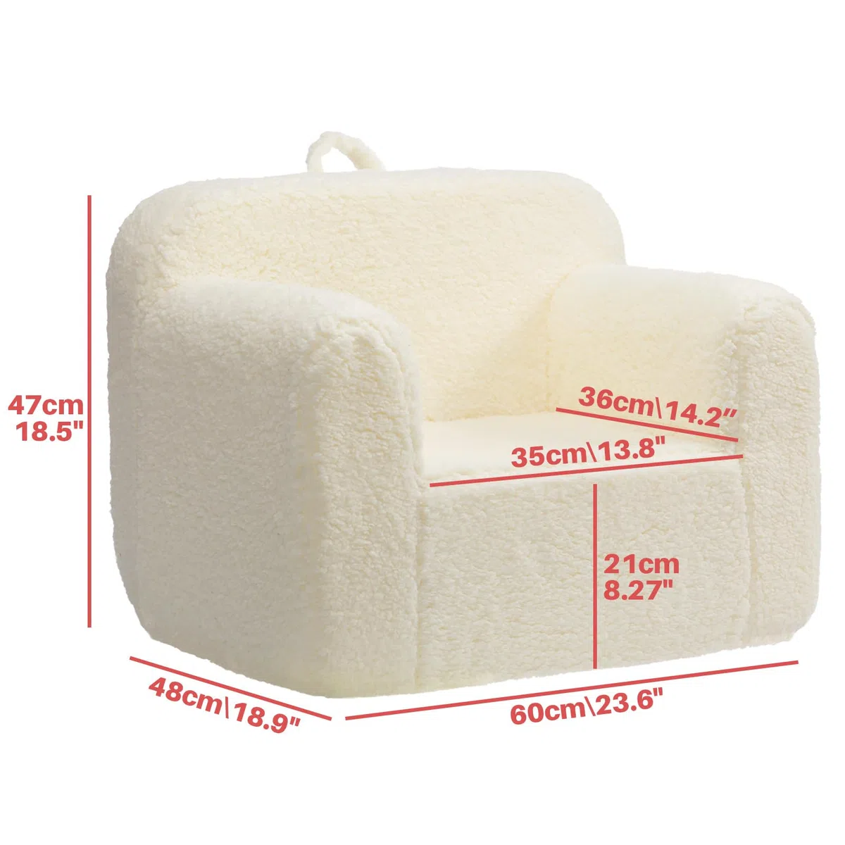 BEJOY Kindersofa - Ultra-Weicher Schaumstoff Gefüllter Kindersessel, Kuscheliger Sherpa Lesecouch für Mädchen und Jungen - Creme