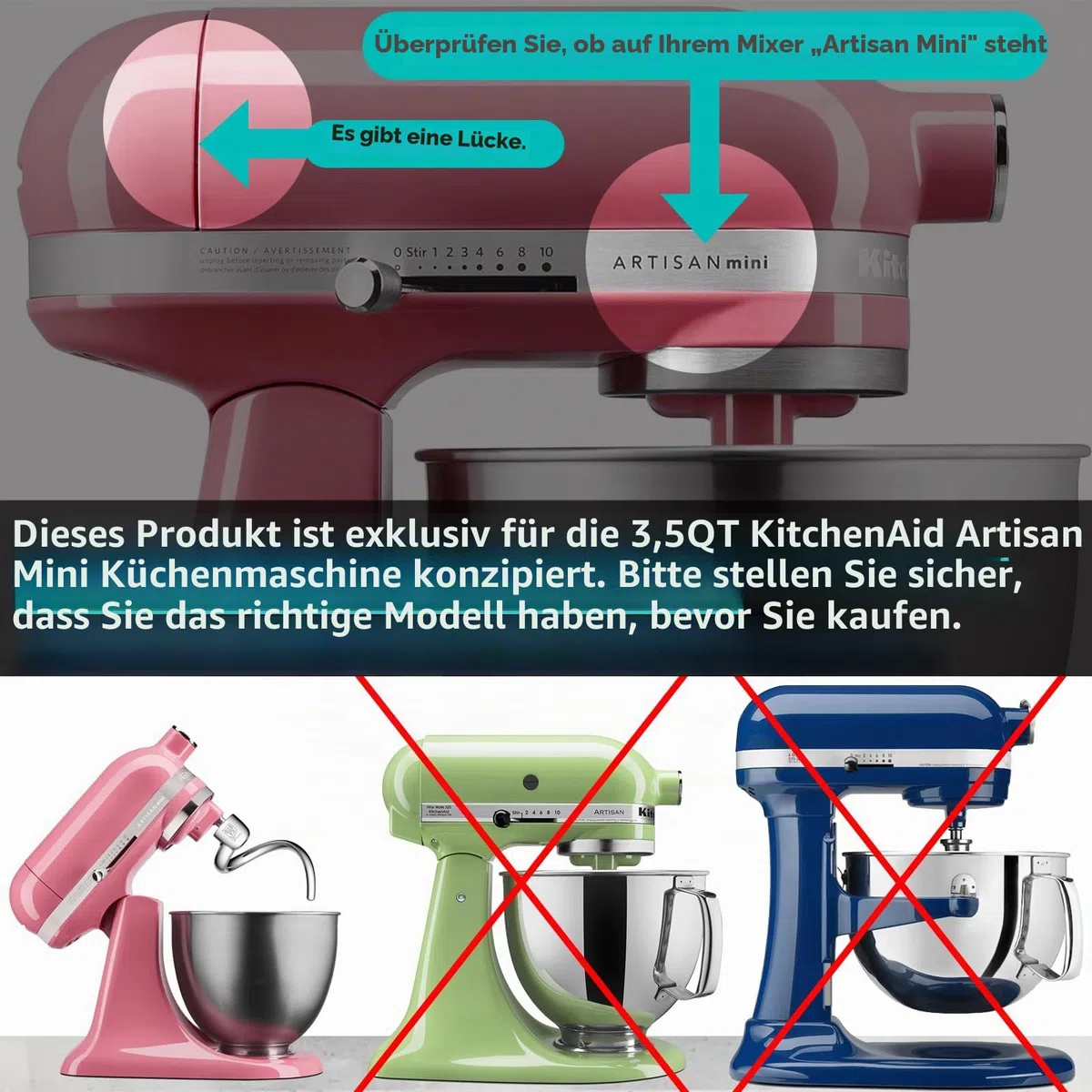 Spiral Knethaken Ersatz für KitchenAid 3,5 Qt. Kippkopf-Standmixer/poliertes 18/8 Edelstahl-Zubehör/keine Beschichtung/spülmaschinenfest/kompatibel für KSM3311/3316/Artisan Mini Serie