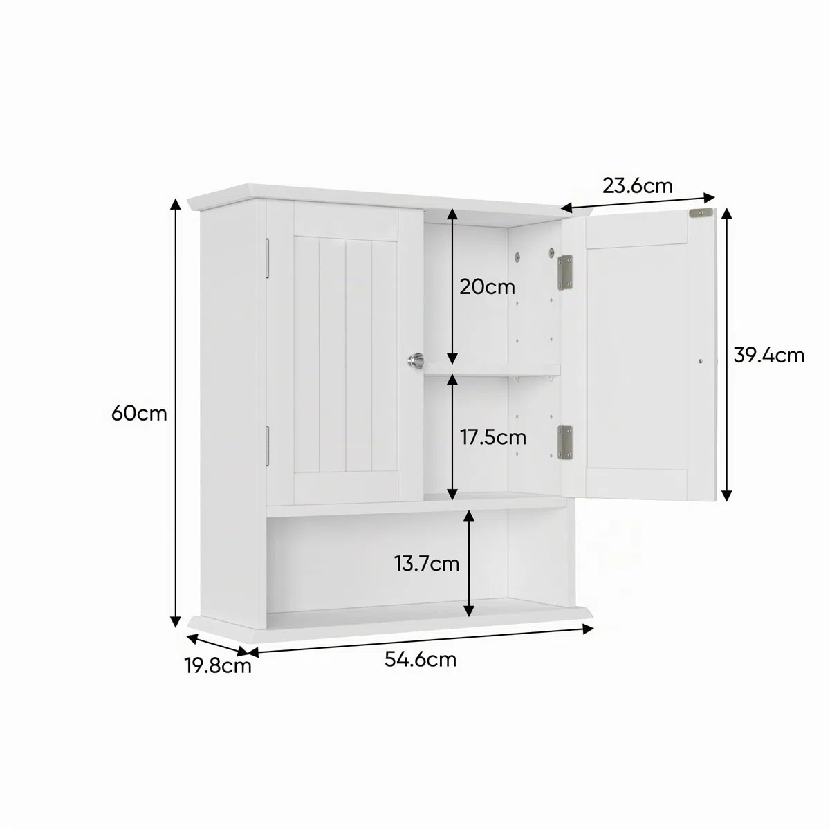 Smuxee Weißer Badezimmerkabinett Wandmontage mit 2 Türen & 5 verstellbaren Regalen, Medizinschrank für Engen Raum, Over-the-Toiletten-Schrank für Badezimmer/Waschküche/Küche