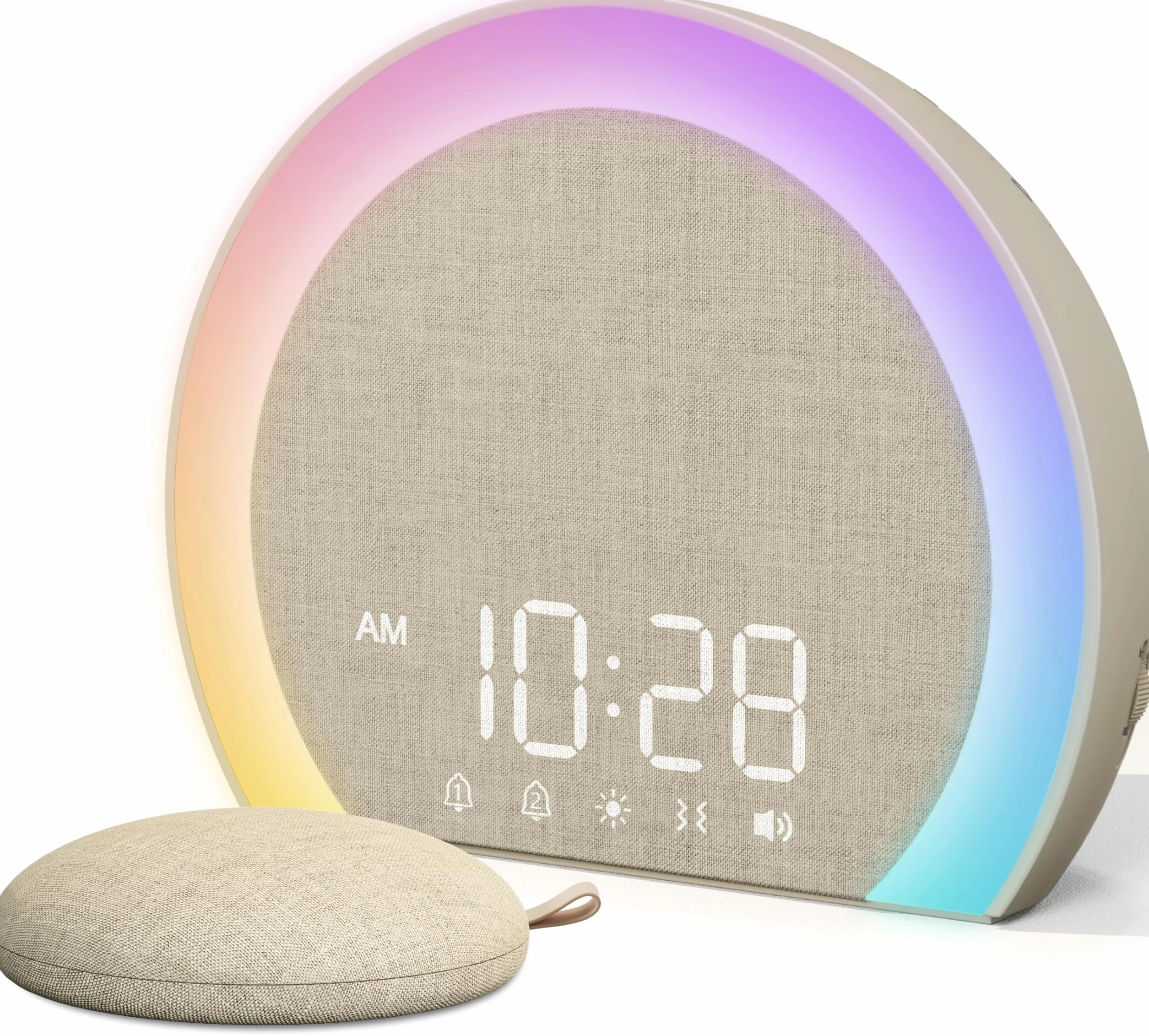 ANJANK Extra Lauter Wecker mit Kabelloser Vibration,Lichtwecker & Vibrationswecker für Tiefschläfer,Jugendliche,9-Farben Nachtlicht,Doppelalarm,8 Wecktönen,0-100% Dimmer,Digital Alarm clock für Kinder