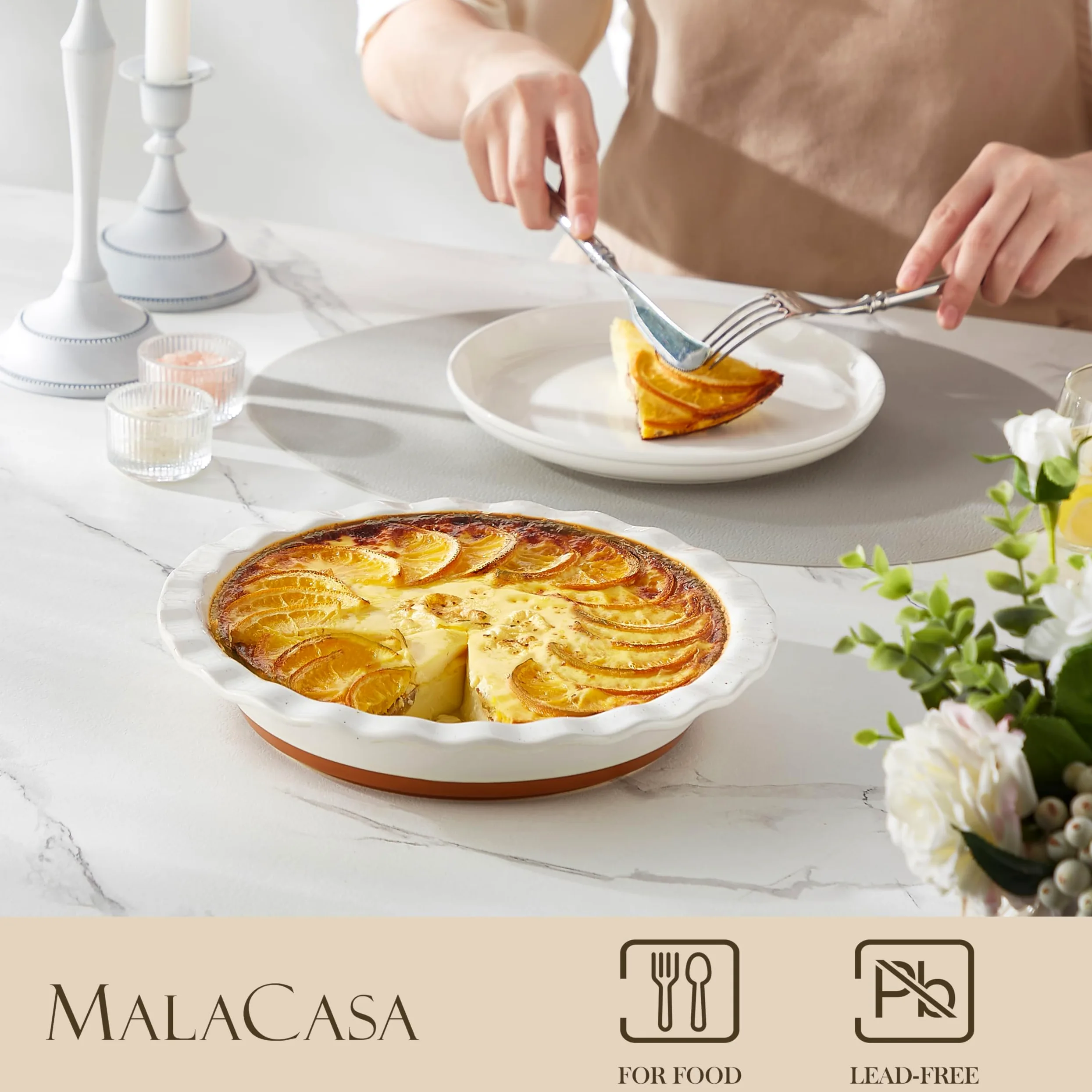 MALACASA Kuchenform aus Keramik, 1er-Set