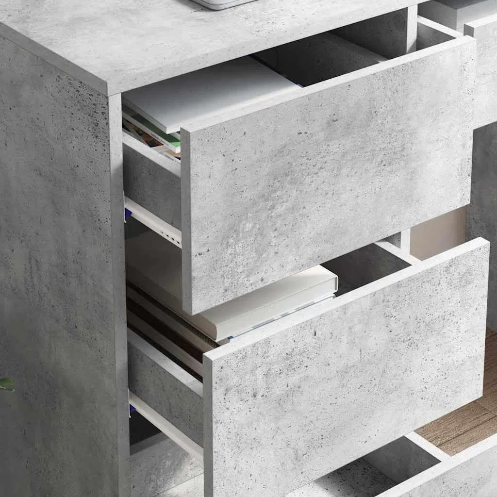 Schreibtisch Beton Grau 90 x 37,5 x 75 cm Holzwerkstoff Moderner Computertisch mit Stauraum für Home Office Büroarbeit Schreibtischzubehör