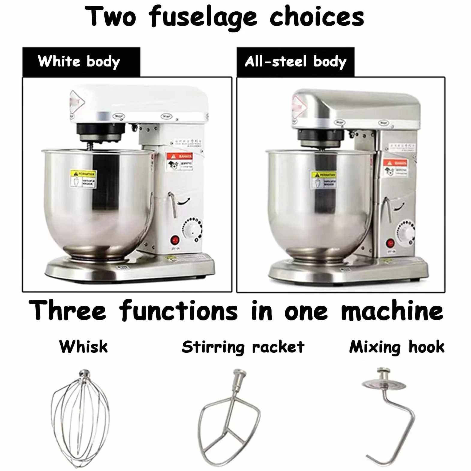 Elektrischer Standmixer mit mehreren Geschwindigkeiten und Aufsätzen zum Backen und Teigzubereiten