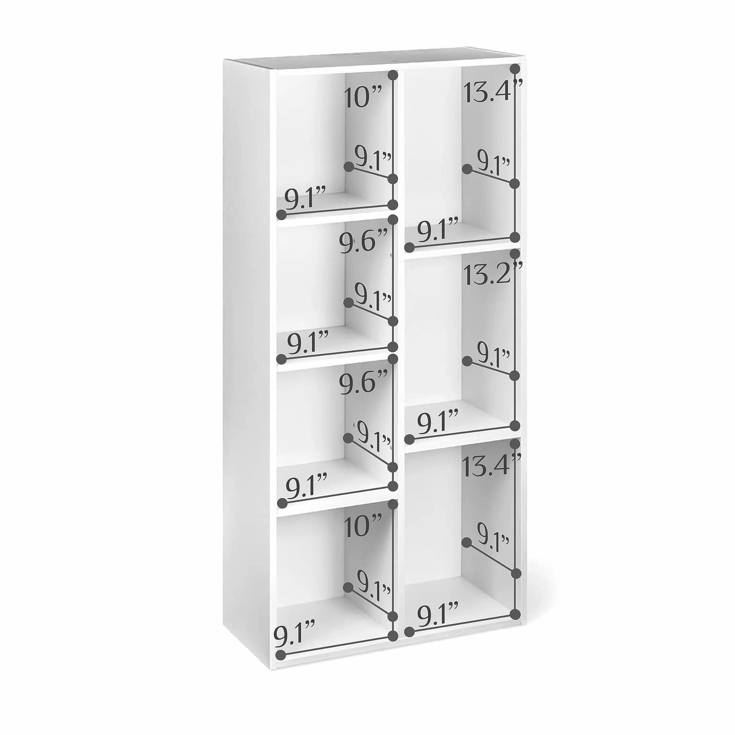 Amazon Basics Bücherregal mit 7 Fächern, Weiß, 50 x 24 x 106 cm | Büroregal