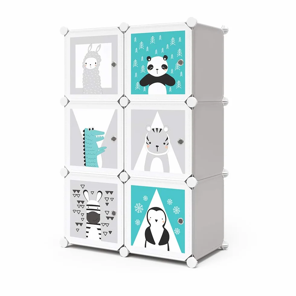 Vicco Kinderregal Andy, Grau, 74.5 x 110 cm 6 Fächer (Panda), zur Aufbewahrung von Spielzeug und Kleidung geeignet