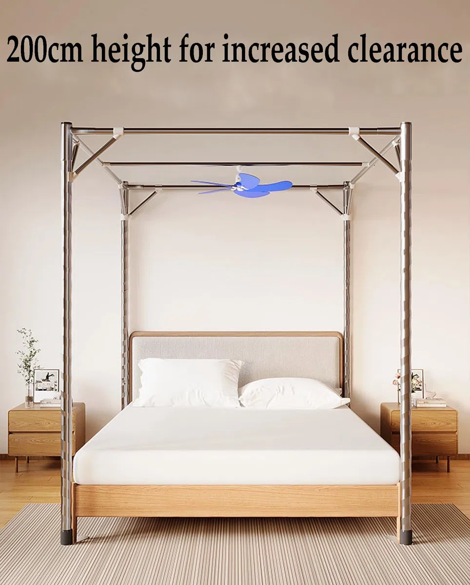 Himmelbett Moskitonetzhalter Vier Eckbett, Mückenetz Rahmen Bettüberdachung Baldachin Gestell, Aus Edelstahl, Schlafzimmer-Dekor(Size:150 * 200cm,Color:32mm)