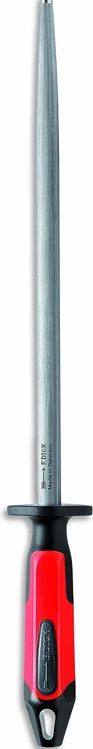 F. DICK Wetzstahl RegularCut (Fleischerstahl mit Klingenlänge 30 cm, rund, 65 HRC) 73171302-63, Rot/Schwarz