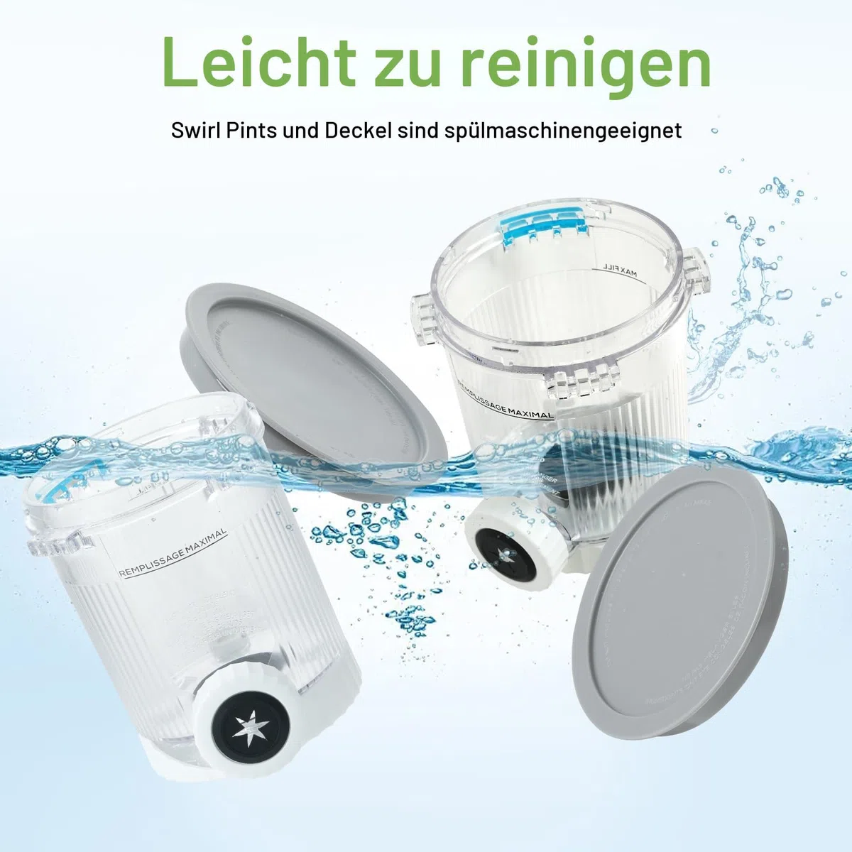 4 Stück Pint Behälter für Ninja CREAMi Scoop & Swirl Eismaschine | Swirl Pints und Deckel kompatibel mit Ninja NC700 NC701EU NC701EUSTGD Serie, BPA-frei & Spülmaschinenfest (farbige Deckel)