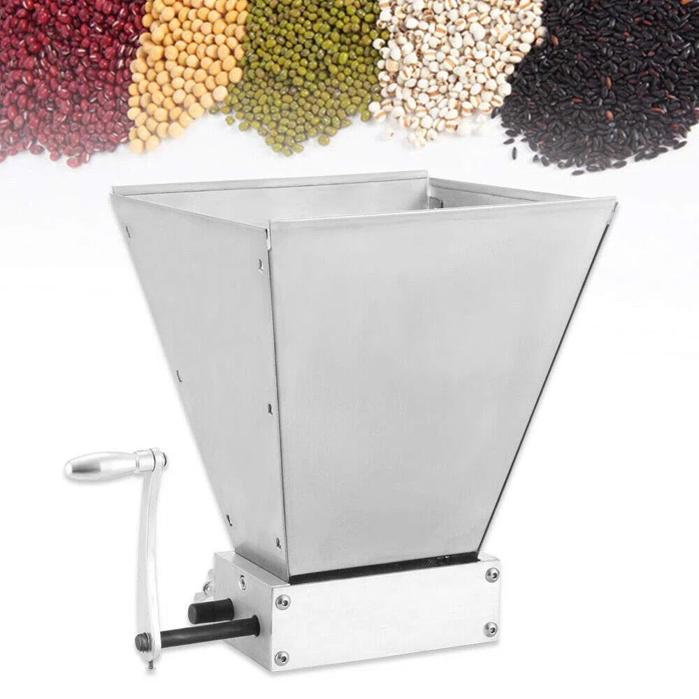 4L Malzmühle Grinder, Manuelle Verstellbare Getreidemühle, Barley Mais Schrotmühle, Manuelle Edelstahl Grainmühle, Grain Crusher Malt Mill für Brauen Gerste, Weizen, Malz, Reis, Trauben und Sesam