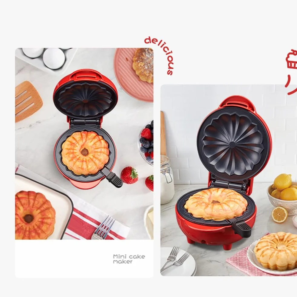 Mini Kuchenhersteller Doppelseitiger Heizung Tragbarer -Kuchenhersteller Elektrischer Cupcake-Hersteller für Frühstückssnacks EU-Stecker