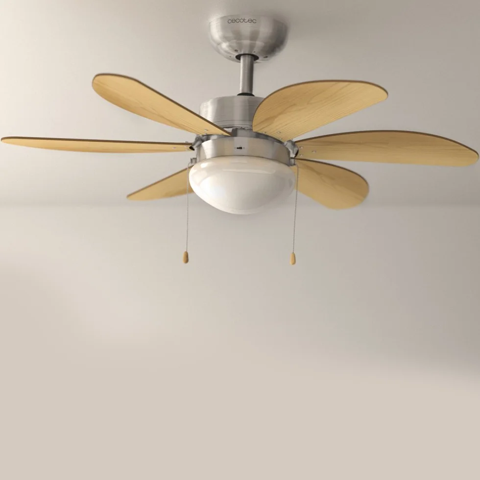Cecotec Deckenventilator EnergySilence Aero 350. 50 W, geringer Verbrauch, 81 cm Durchmesser, Lampe, 6 Wendeflügel, 3 Geschwindigkeiten, Winterfunktion, Weiß oder Holzoptik