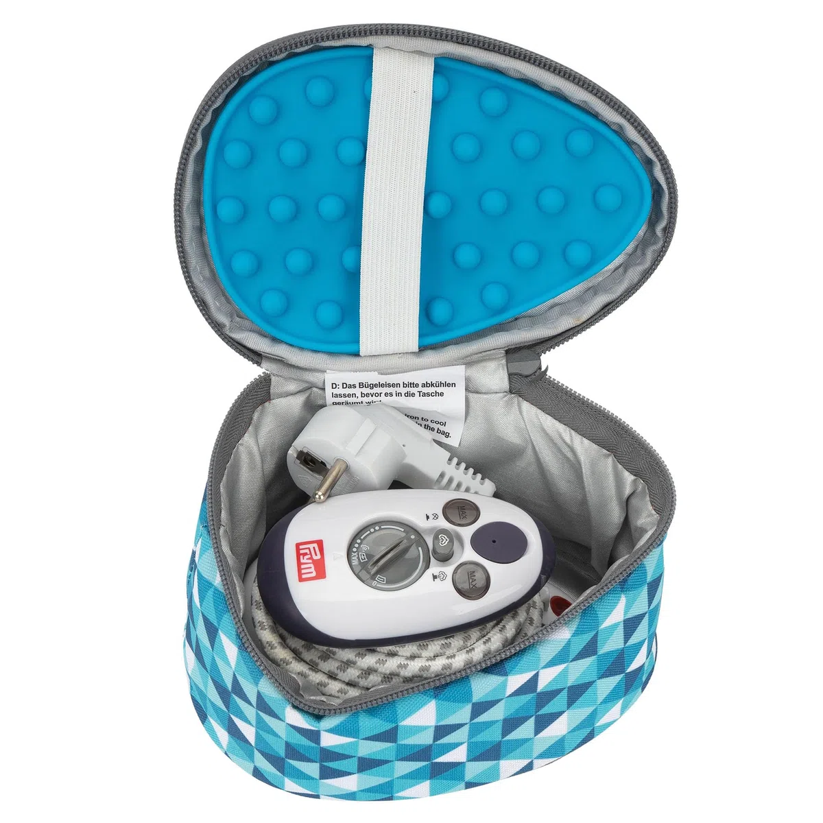 SEMPLIX Mini-Bügeleisen Bundle – Kompaktes Komplettset für Nähen, Quilten & Reisen mit Prym Mini-Dampfbügeleisen, Reisebügeleisentasche und Silikonablage (Diamond Türkis)
