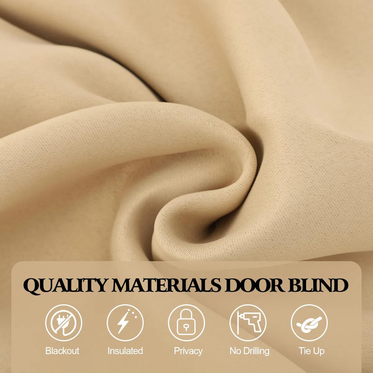 Gugxiom 66 x 173 cm Front Tür Vorhang,Französisch Tür Jalousien mit Bandage,Front Türs Seitenlicht Vorhang für Küche Wohnzimmer Bad (Beige)