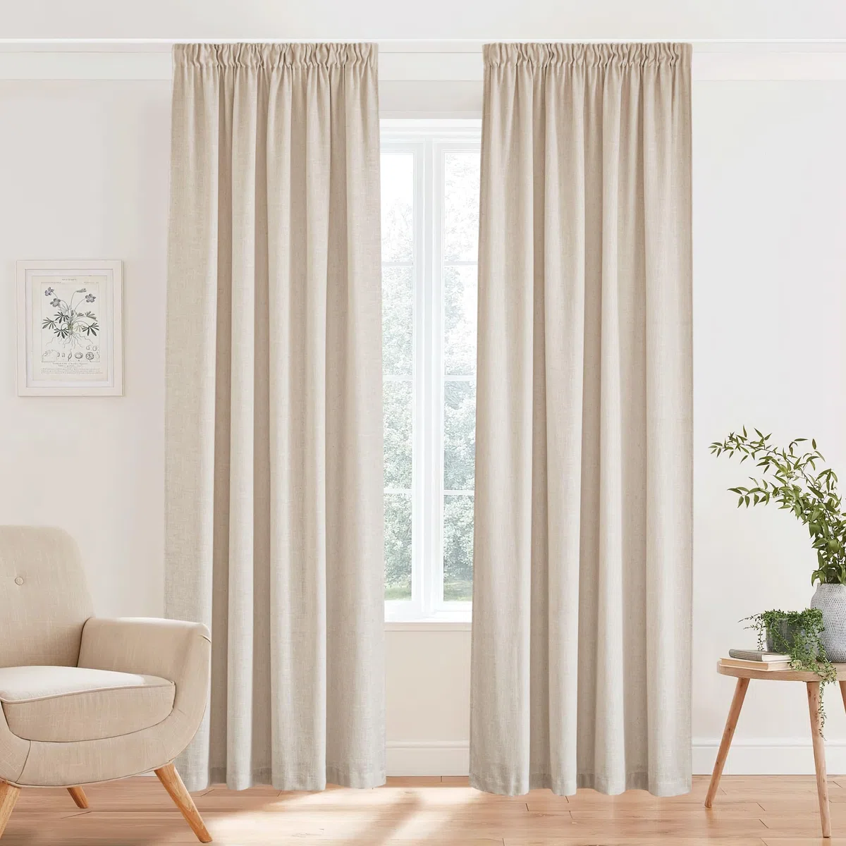 PONY DANCE Boho Gardinen Leinen Natur Wohnzimmer Vorhänge für Schienen 2er Set H 245 x B 140 cm Leinengardine mit Kräuselband Vorhang Leinenoptik Halbtransparent Linen Curtains Bedroom