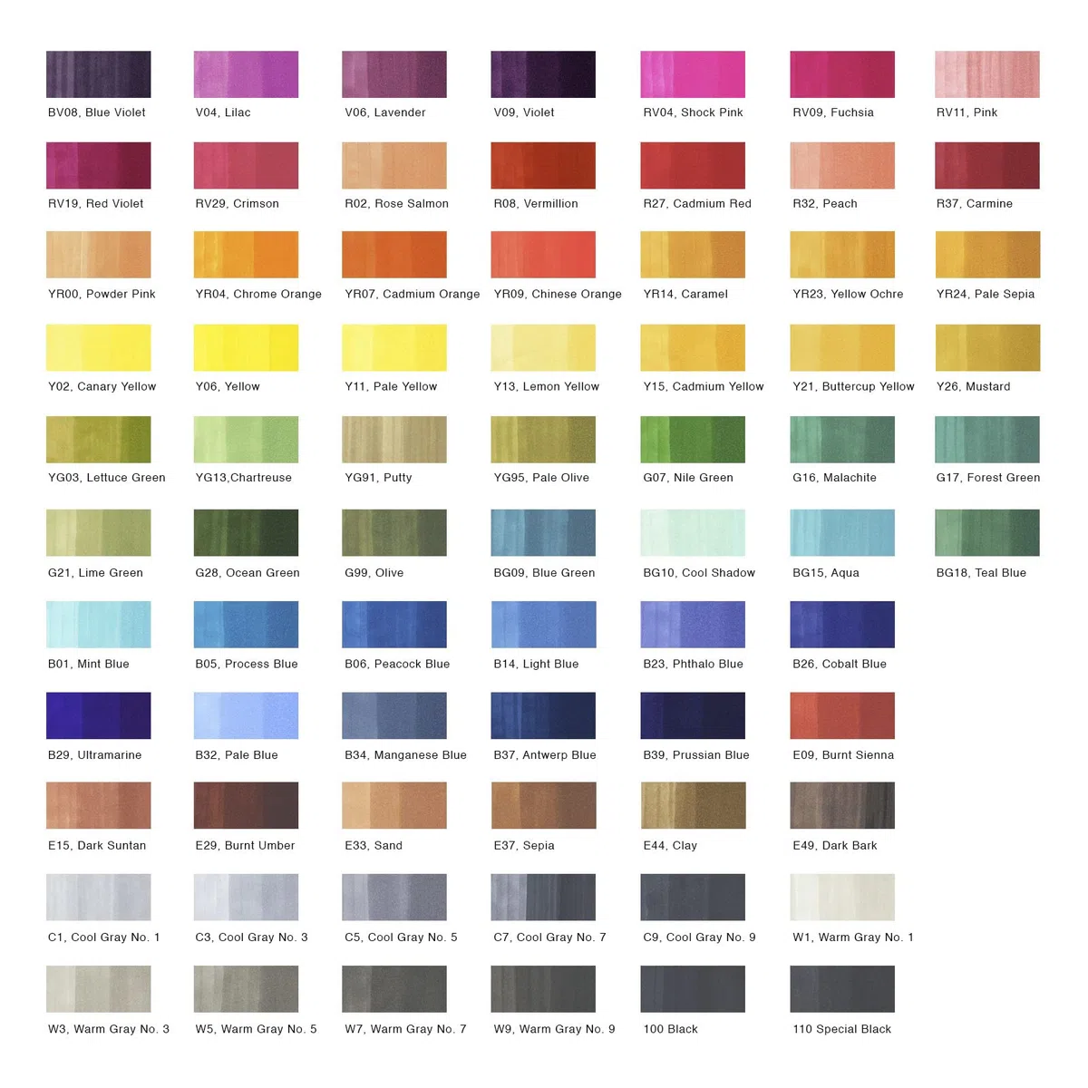 COPIC Sketch Set "72 Colors A", 72er Set im Acryl-Display, Twin Marker mit einer mittelbreiten und einer Brush-Spitze