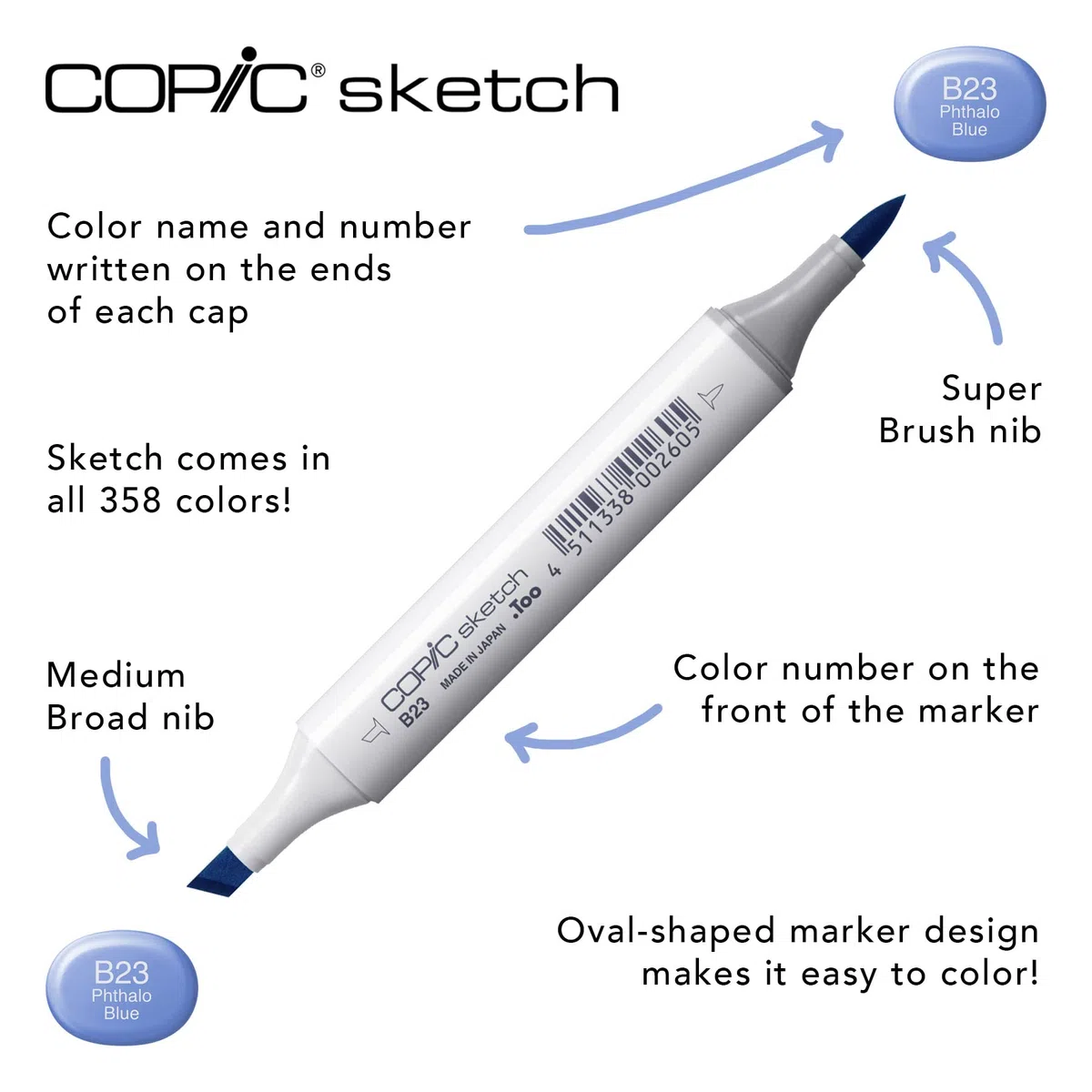 COPIC Sketch Set "72 Colors A", 72er Set im Acryl-Display, Twin Marker mit einer mittelbreiten und einer Brush-Spitze