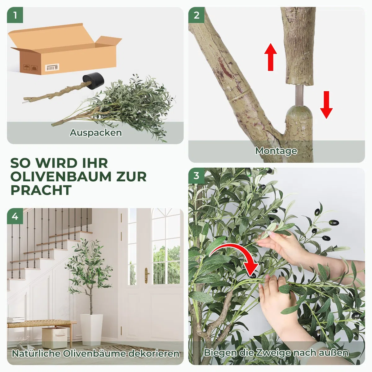 YOLEO Olivenbaum Künstlich 120cm kunstpflanze Künstliche Pflanzen groß Künstlicher Olivenbaum Kunstbaum wie echt für Wohnzimmer Schlafzimmer Büro Deko (Typ 2)