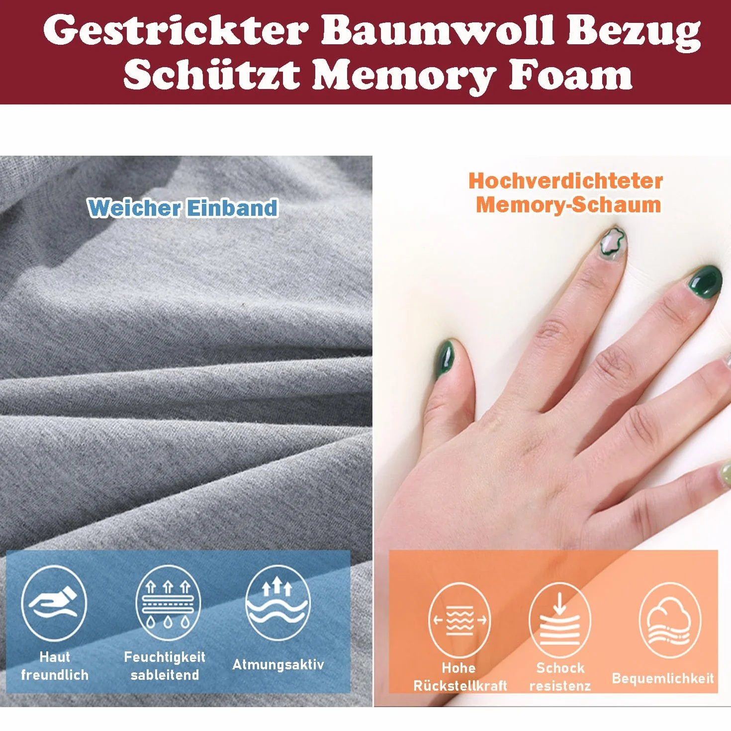Keilkissen für Bett und Sofa, Memory Schaum Lesekissen Ergonomisches Rückenkissen für Rücken Hals Beine, Reflux Kissen Beinkissen mit Waschbarer Bezug für Bett, Sofa, Sitzen, Schlafen, Lesen