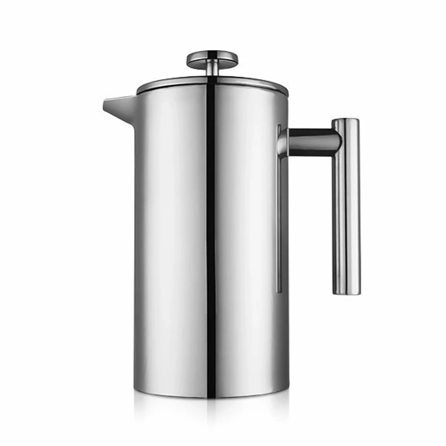Kaffeebereiter French Press 1,5 Liter Kaffeezubereiter aus Edelstahl, Doppelwandig Isoliert French Press Caffettiera Kaffeekanne mit 2 Extra Sieben, Silber 1500ml