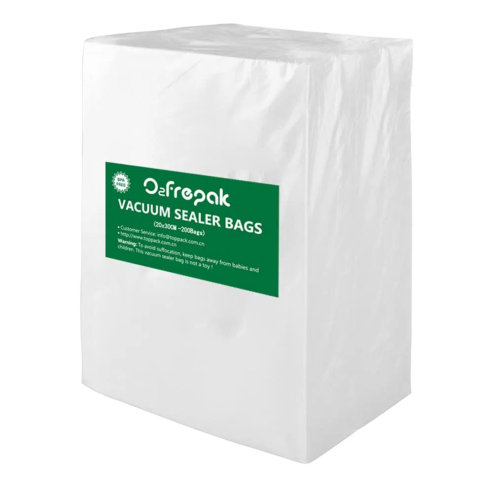 O2frepak 200 Beutel 20x30cm Vakuumier Beutel Vakuumbeutel für Lebensmittel,BPA-Frei,für Folienschweißgeräte Ggeeignet