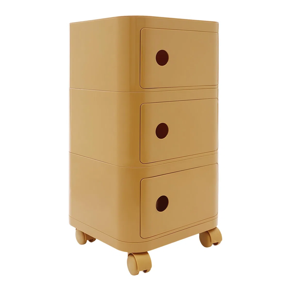 Rollcontainer, Rollcontainer mit 3 Schubladen, Aktenschrank unter Schreibtisch, Büroschrank mit Rollen, für Büro und Zuhause (Ingwergelb)