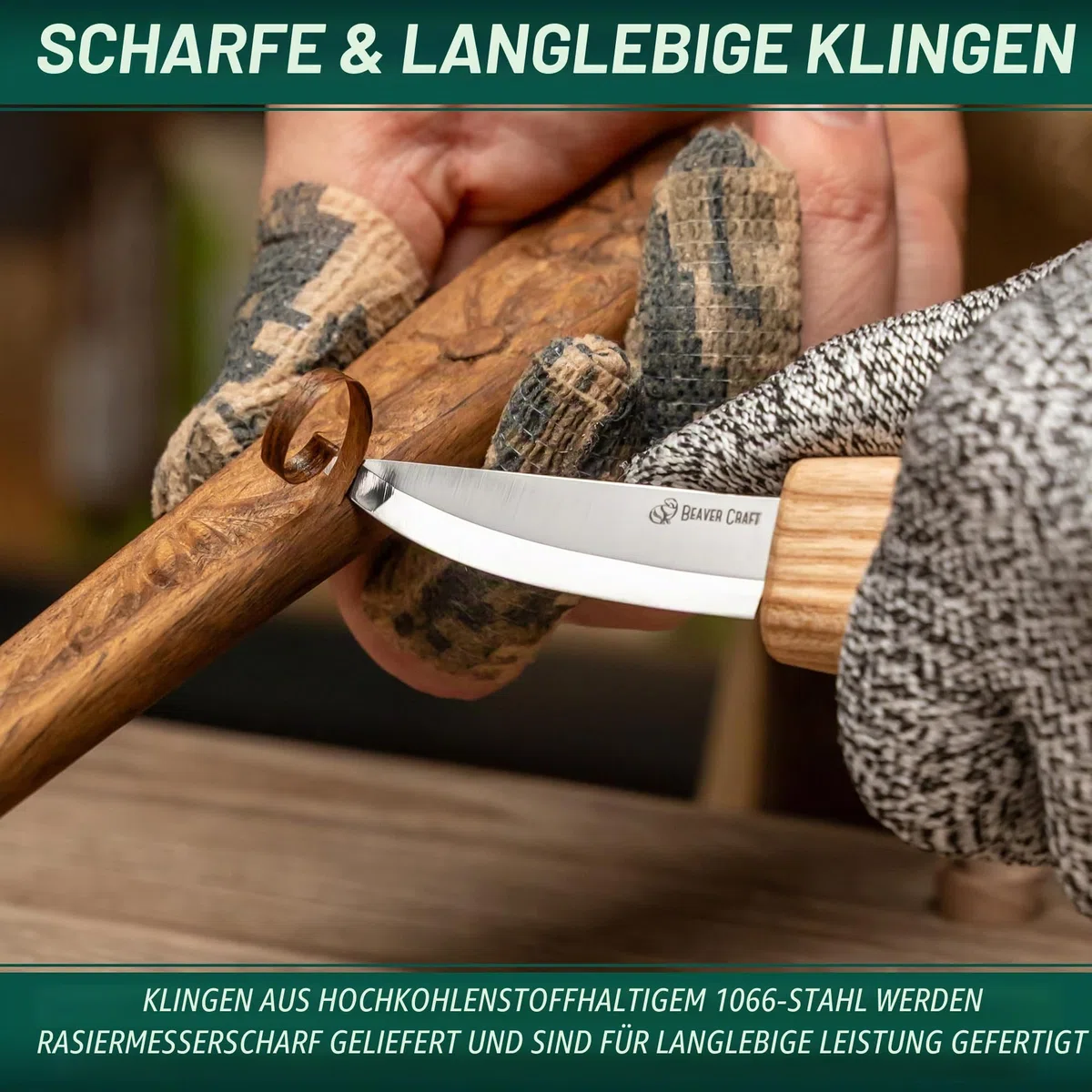 BeaverCraft S01 Löffelschnitzmesser Set – Holzlöffel Schnitzwerkzeug für Rechtshänder – Hakenmesser, Schnitzmesser für Schale, Kuksa, Becher – Holzschnitzset für Anfänger & Profis
