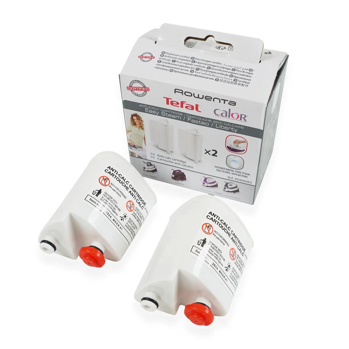 2 x Antikalk-Filterkartusche für Dampfbügelstationen - kompatibel mit Rowenta, Calor, Tefal Easy Steam, Liberty, Fasteo - Original XD9060E0
