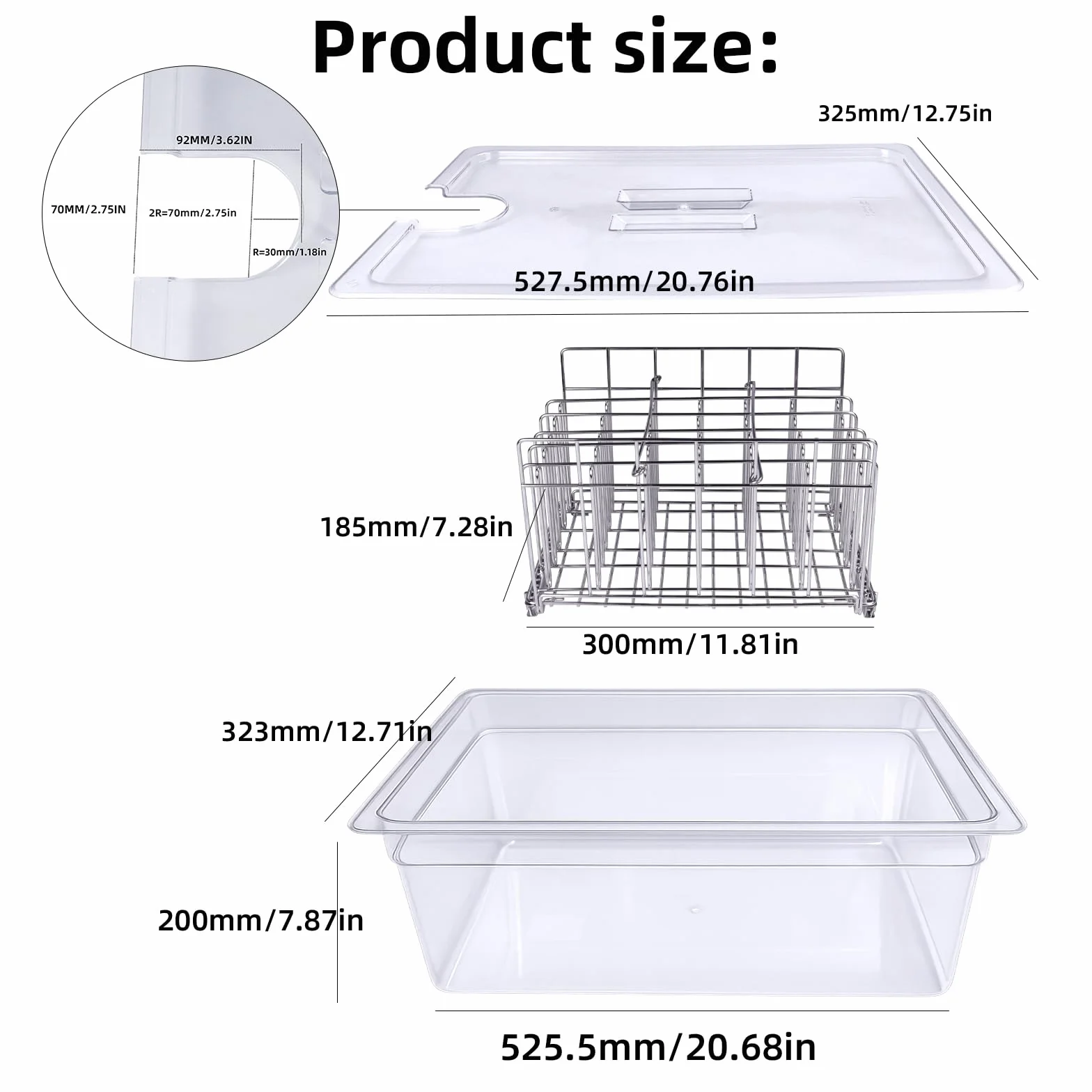 26 QT Großer Sous-Vide-Behälter mit Deckel, Sous-Vide-Wannen-Set, kompatibel mit Wancle Anova, Joule, Instant Pot Sous-Vide-Kochherden für Hobbyköche und den professionellen Gebrauch (26 qt mit