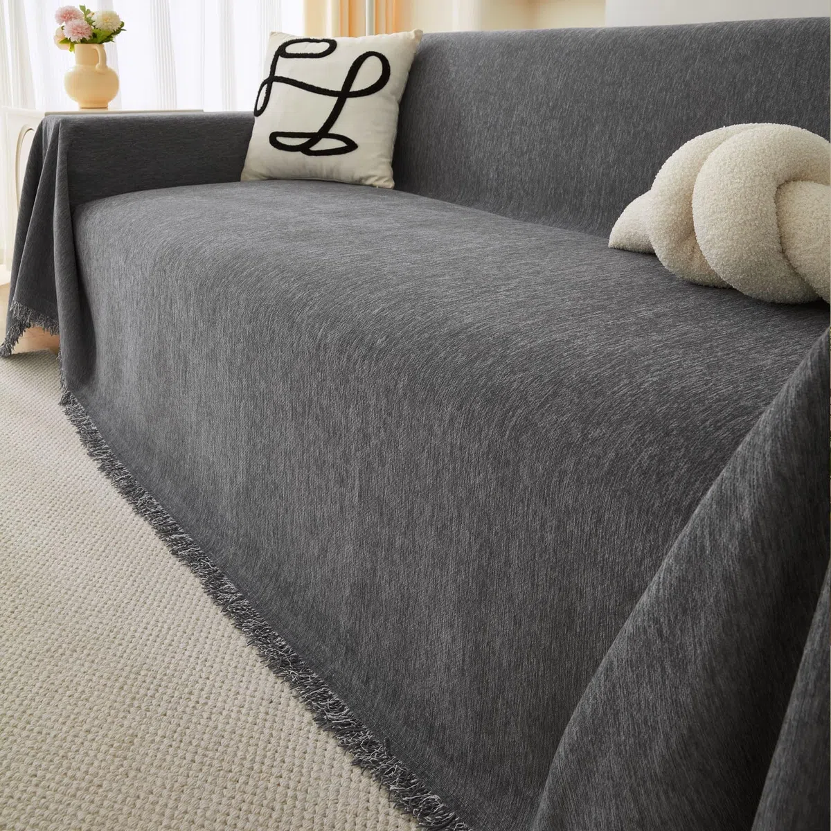 Sofa überzug-2025 Neue Universelle rutschfeste Sofa Überwurf,Sofa-Schutzhülle 1/2/3/4 Sitzer für Wohnzimmer,Dunkelgrau Sofabezug