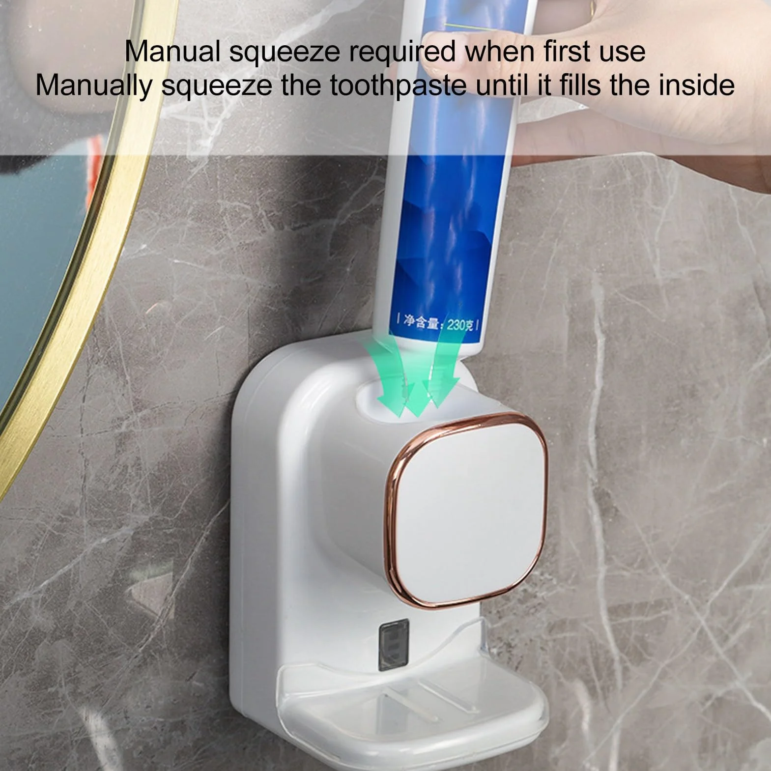 Automatischer Zahnpastaspender wandmontiert, elektrischer Zahnpasta-Squeezer mit USB-Antrieb für Familien & Kinder im Badezimmer (Weiß)