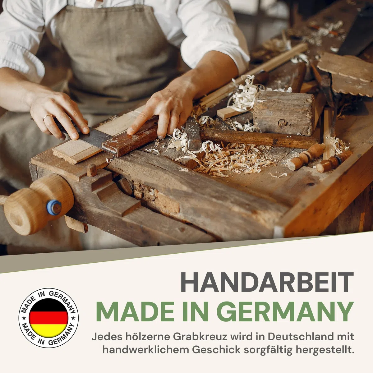 LIGNORIA Grabkreuz groß 155 cm aus Holz mit personalisierter Beschriftung in original Friedhofsgröße – handgefertigt in Deutschland – hochwertiges Holzkreuz für Grab und Gedenkstätte – wetterfest