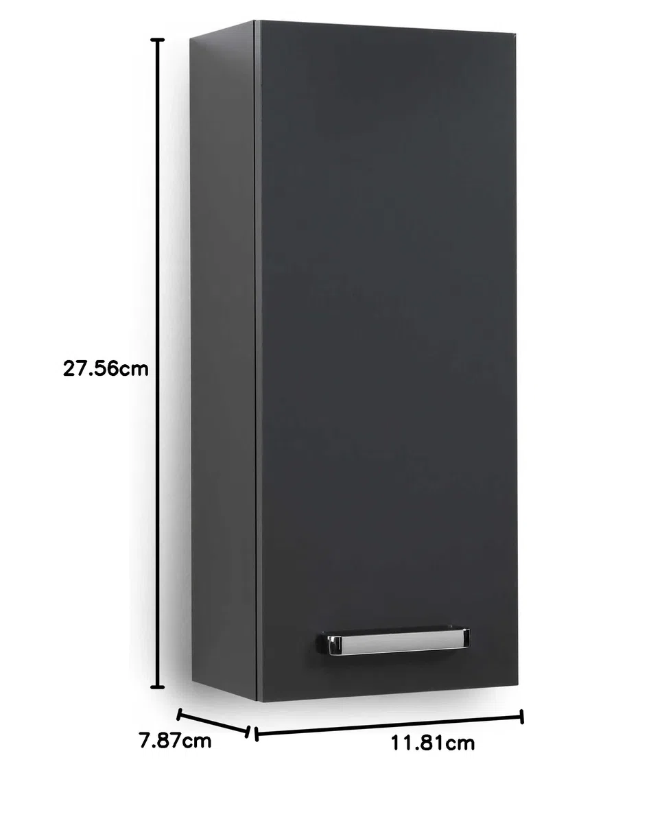 Pelipal Badezimmer Hängeschrank Quickset 311 in Anthrazit Glanz, 30 cm breit | Bad Wandschrank mit 1 Tür und 2 Einlegeböden