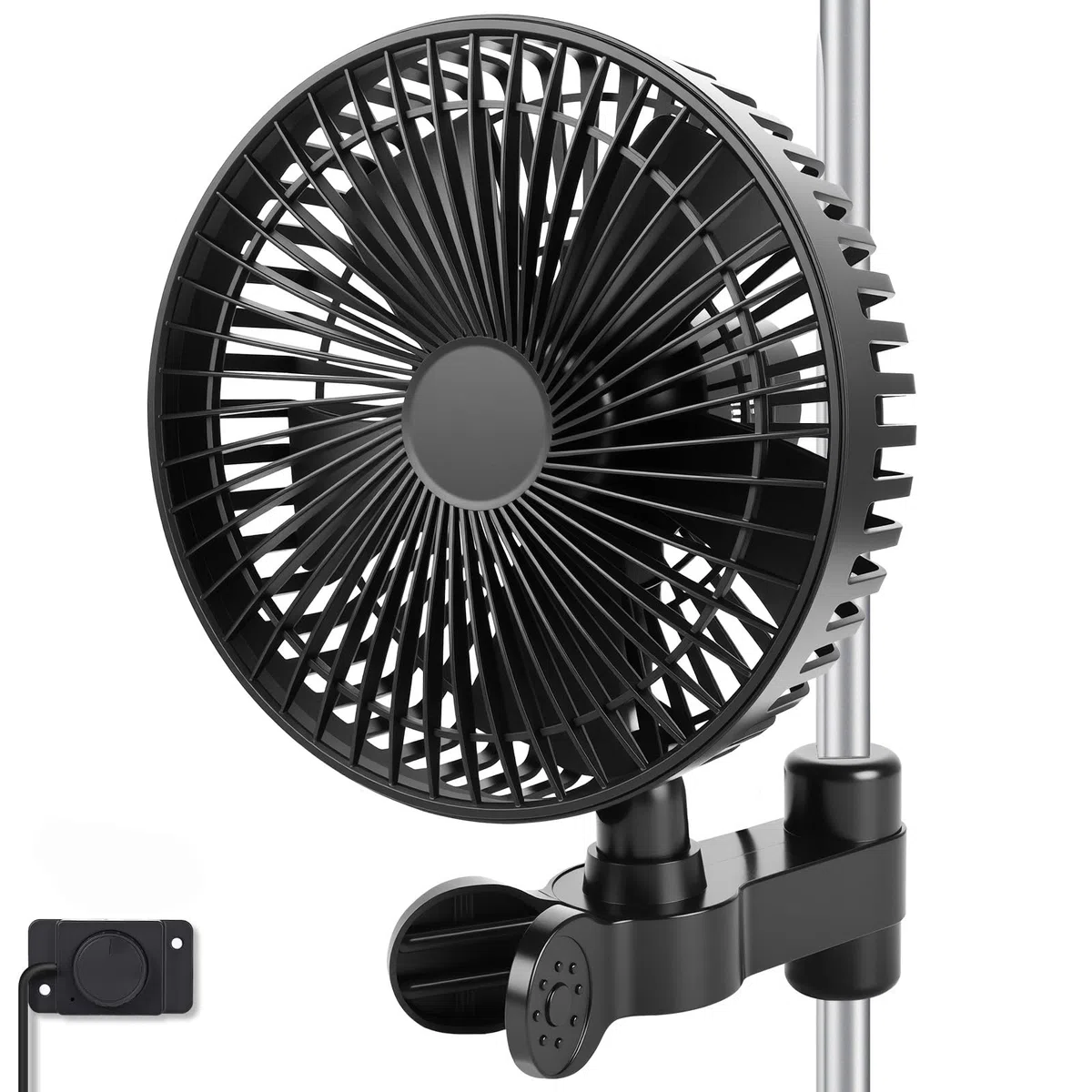 Grow Ventilator mit Clip & Stufenlosem Drehzahlregler, Stufenloser Lüfter mit EC-Motor, 2100 U/min, Oszillierend, 10W, IP44, Clip-on-Lüfter für Growbox/Zelt