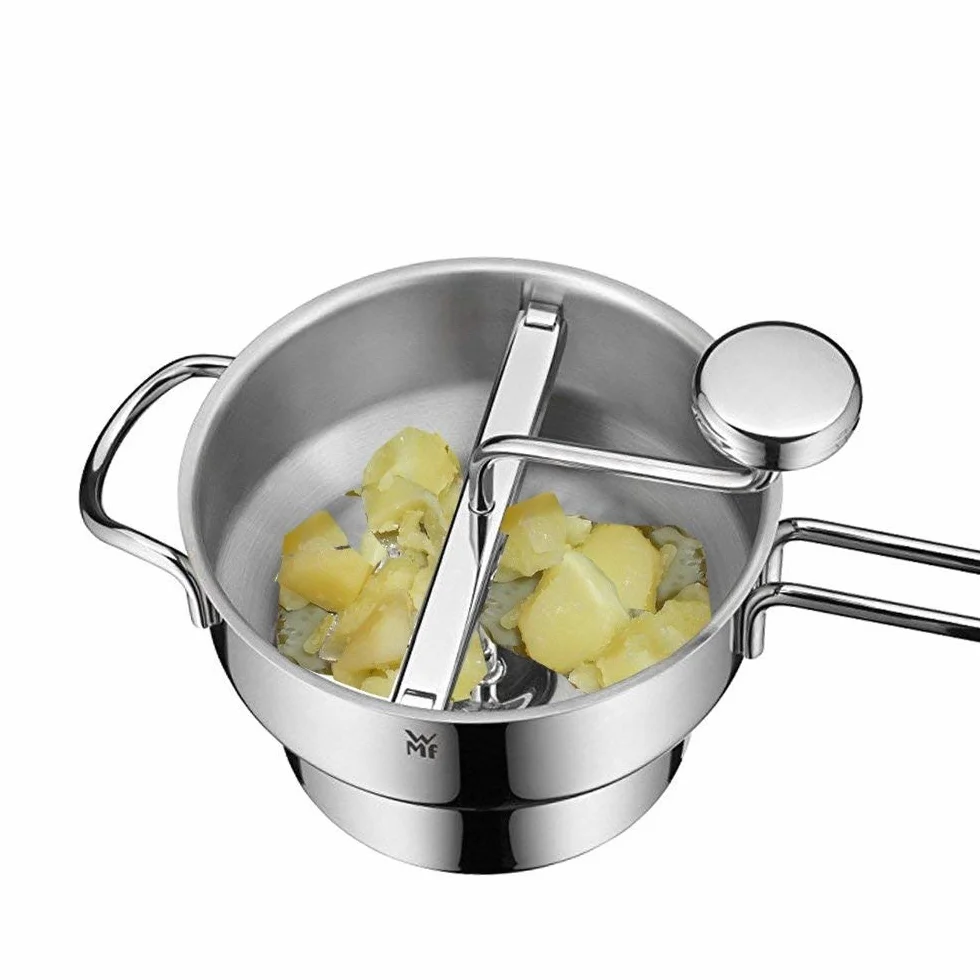 WMF Gourmet Passiermühle mit 3 Lochscheiben, 19 x 11,5 cm, Cromargan Edelstahl poliert, Passiergerät für Obst und Gemüse, zerlegbar
