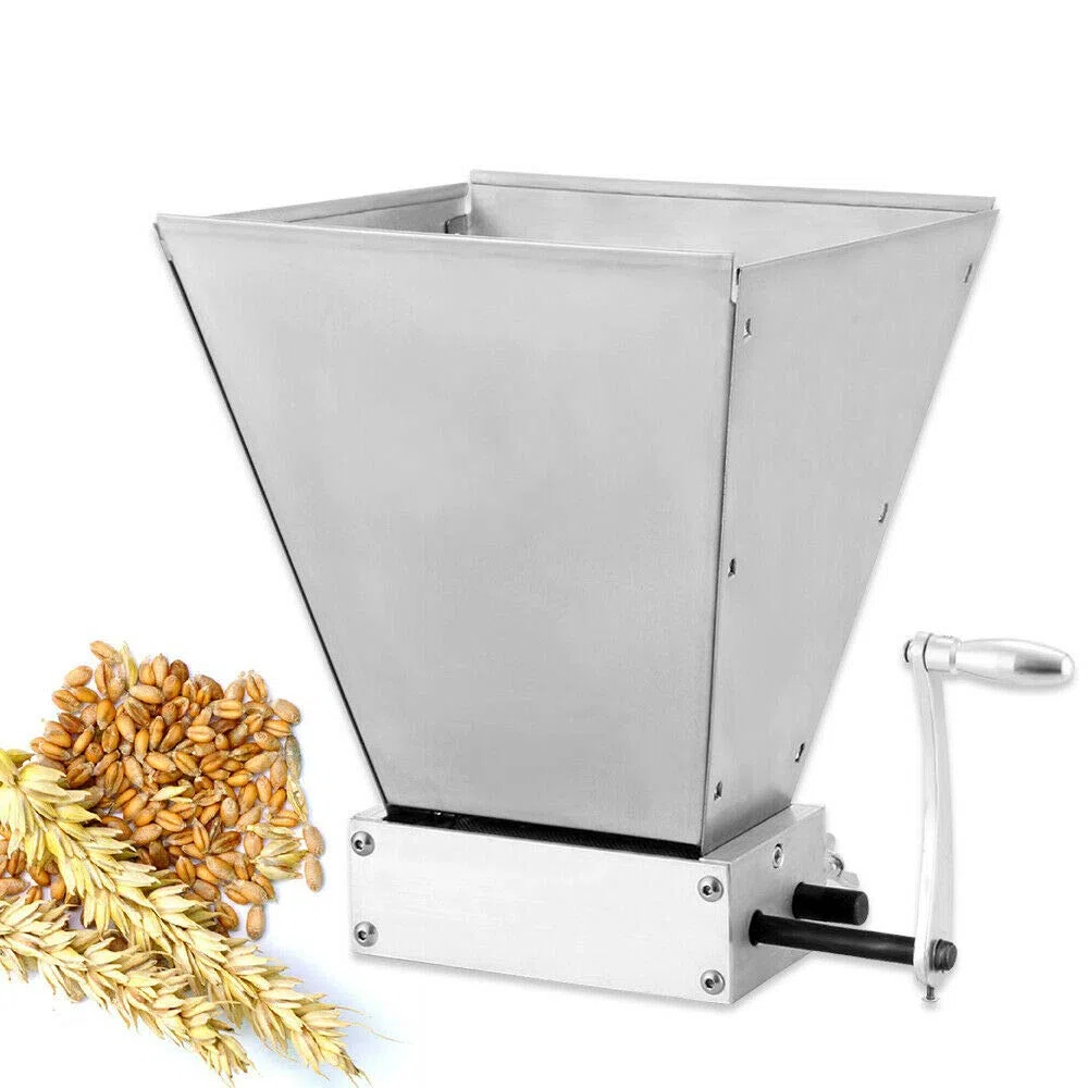 4L Malzmühle Grinder, Manuelle Verstellbare Getreidemühle, Barley Mais Schrotmühle, Manuelle Edelstahl Grainmühle, Grain Crusher Malt Mill für Brauen Gerste, Weizen, Malz, Reis, Trauben und Sesam