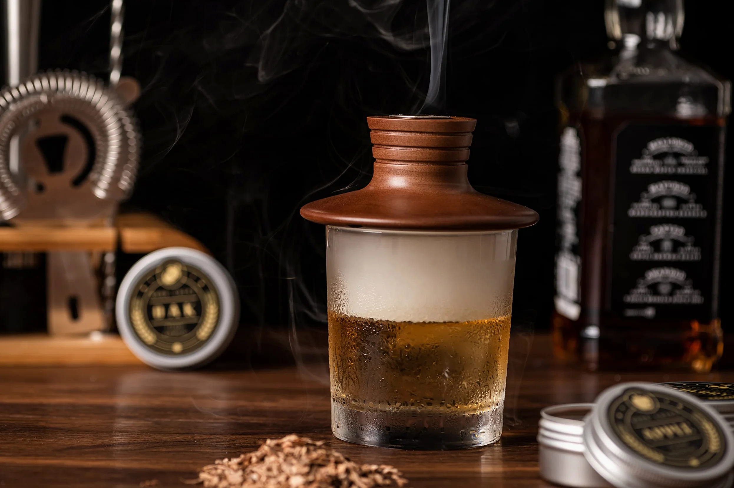 ComboJoy Bourbon Geschenke für Männer – Cocktail-Räucher-Kit mit Taschenlampe und Holzspänen für Whiskey, Bourbon, altmodisches Cocktail-Set, Whisky-Geschenke, für Vater, Ehemann und