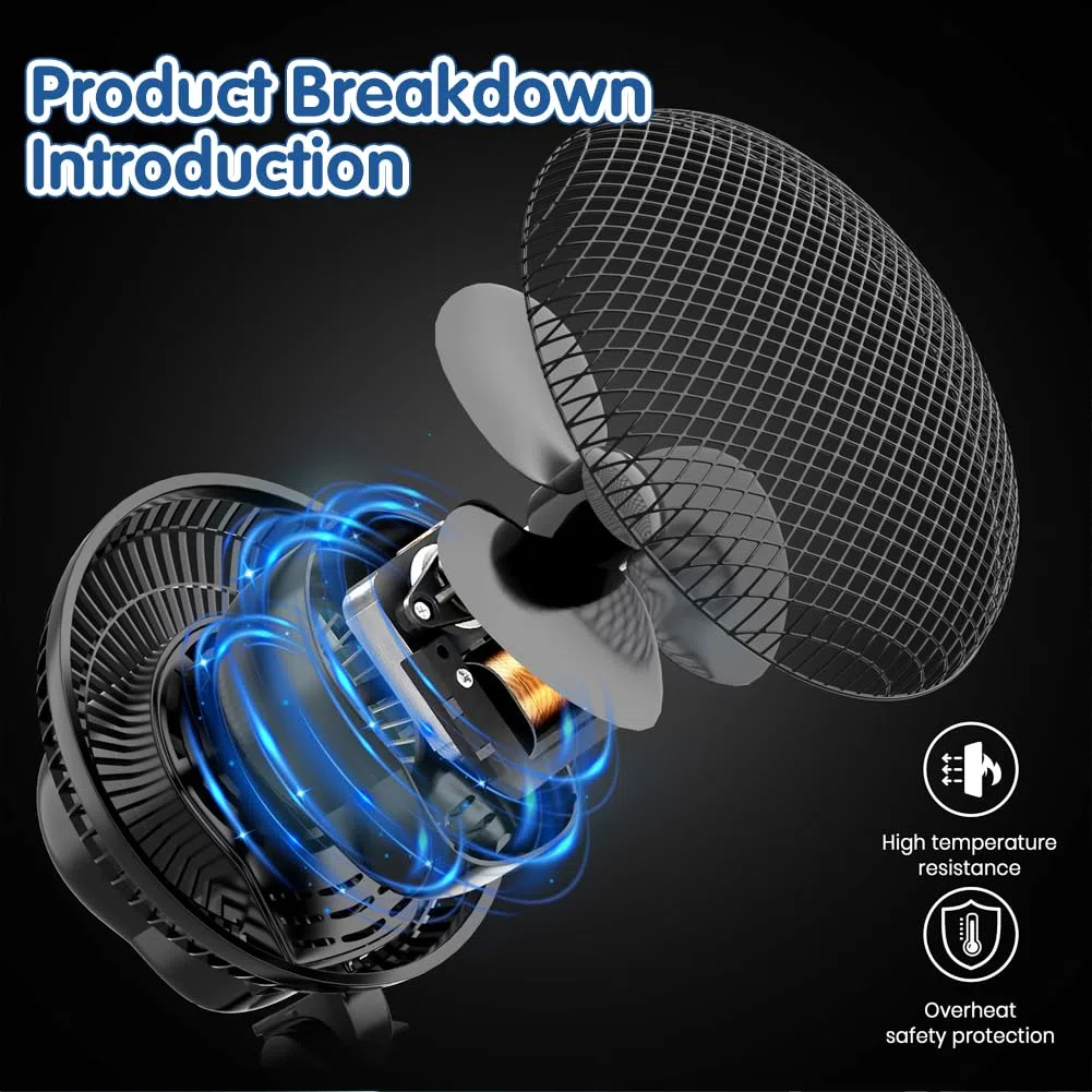 Grow Ventilator mit Clip EC-Motor, Grow Clip-Ventilator Klemmbar für Growzelt, 2 Geschwindigkeitsstufen, 20cm Durchmesser, 20W, 561m³/h Luftstrom, 32 dBA Perfekt Lüfter für Growbox