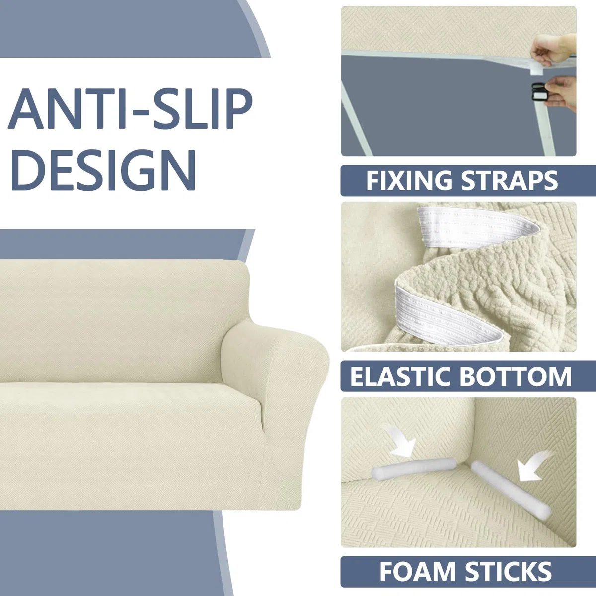 Ystyle Stretch Sofa Überzug 1 Sitzer, Sesselschoner rutschfest Mit Armlehne, Elastische Couch Überzug Jacquard, Universal Sofa Cover Moderne, Sofaschoner Hund Katze Wohnzimmer, Beige