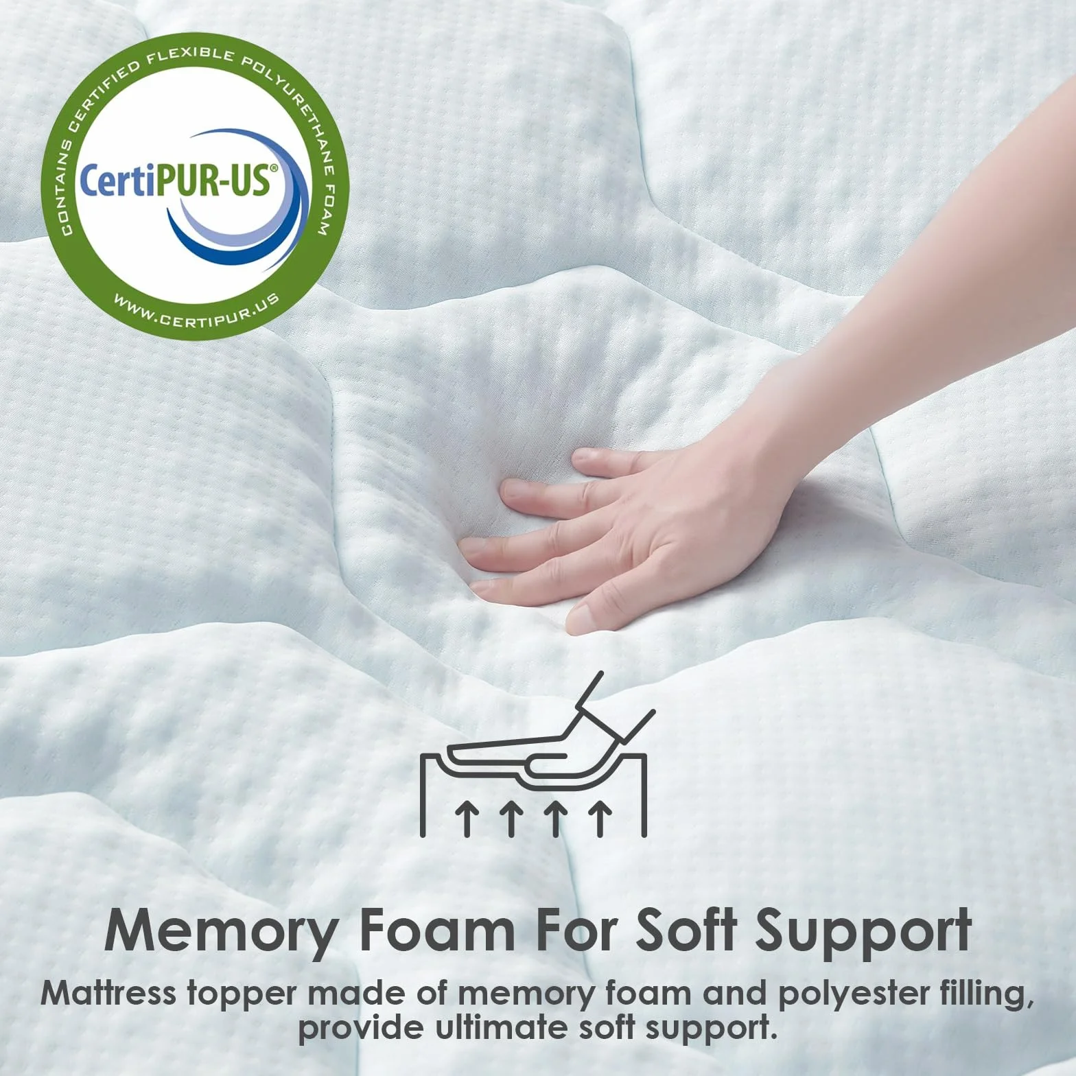 EHEYCIGA Gel Topper 140x200cm, Memory Foam Matratzentopper, Matratzen Topper mit extra tiefem Tasche, Weiß