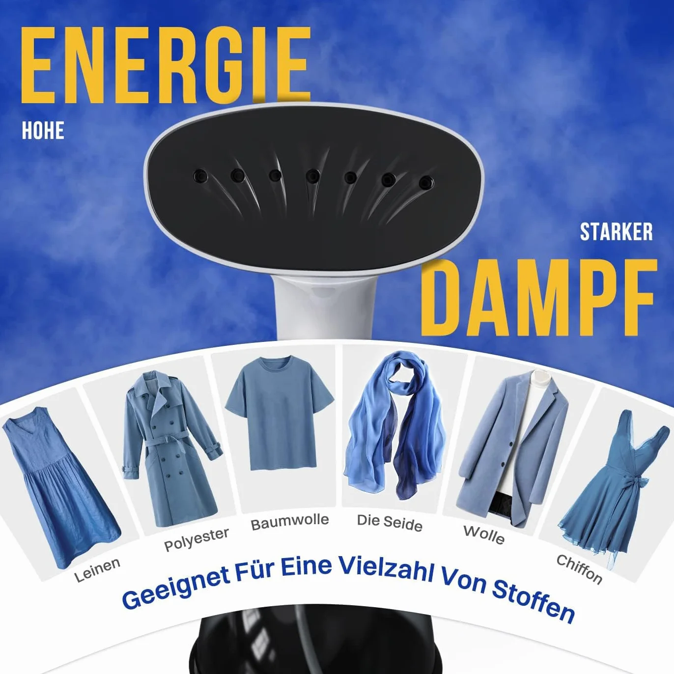 Rolipo Dampfglätter 1640W, 400ML Steamer Wassertank Dampfbürste Faltenentferner, für Zuhause, Büro, Reisen, Weiß