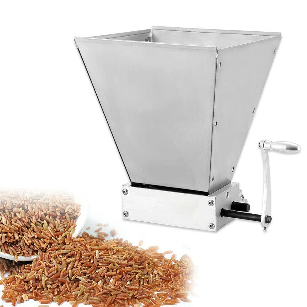 4L Malzmühle Grinder, Manuelle Verstellbare Getreidemühle, Barley Mais Schrotmühle, Manuelle Edelstahl Grainmühle, Grain Crusher Malt Mill für Brauen Gerste, Weizen, Malz, Reis, Trauben und Sesam
