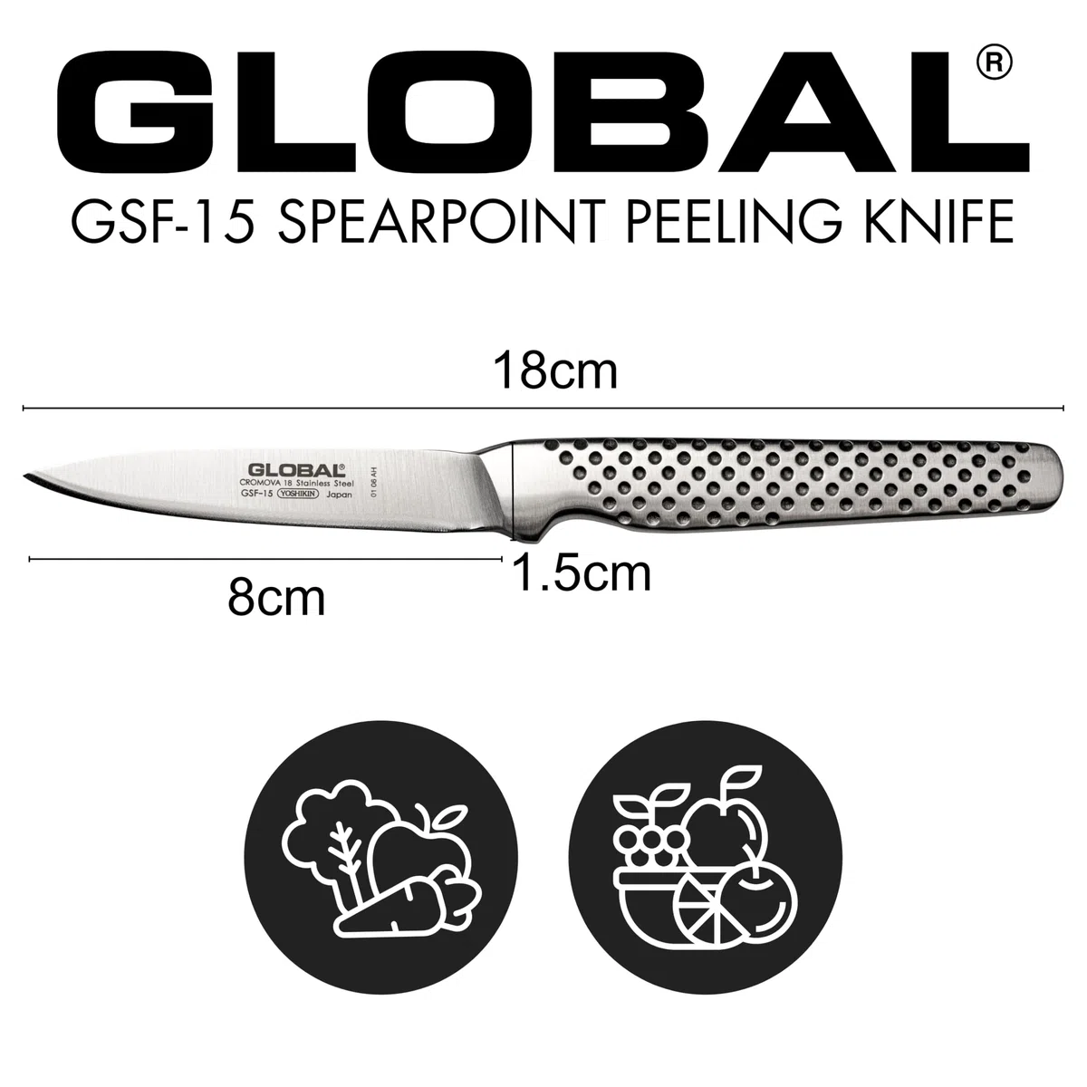 Global GSF-15 Schälmesser, 8cm