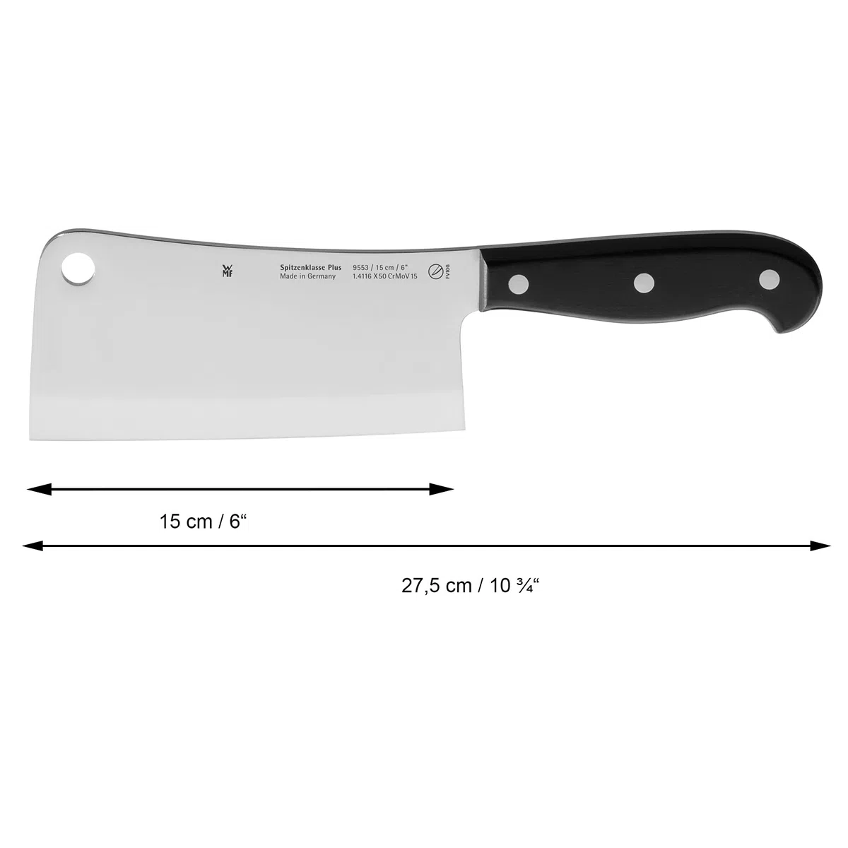 WMF Spitzenklasse Plus Chinesisches Hackmesser 27,5 cm, Made in Germany, Messer geschmiedet, Performance Cut, Klinge 15 cm
