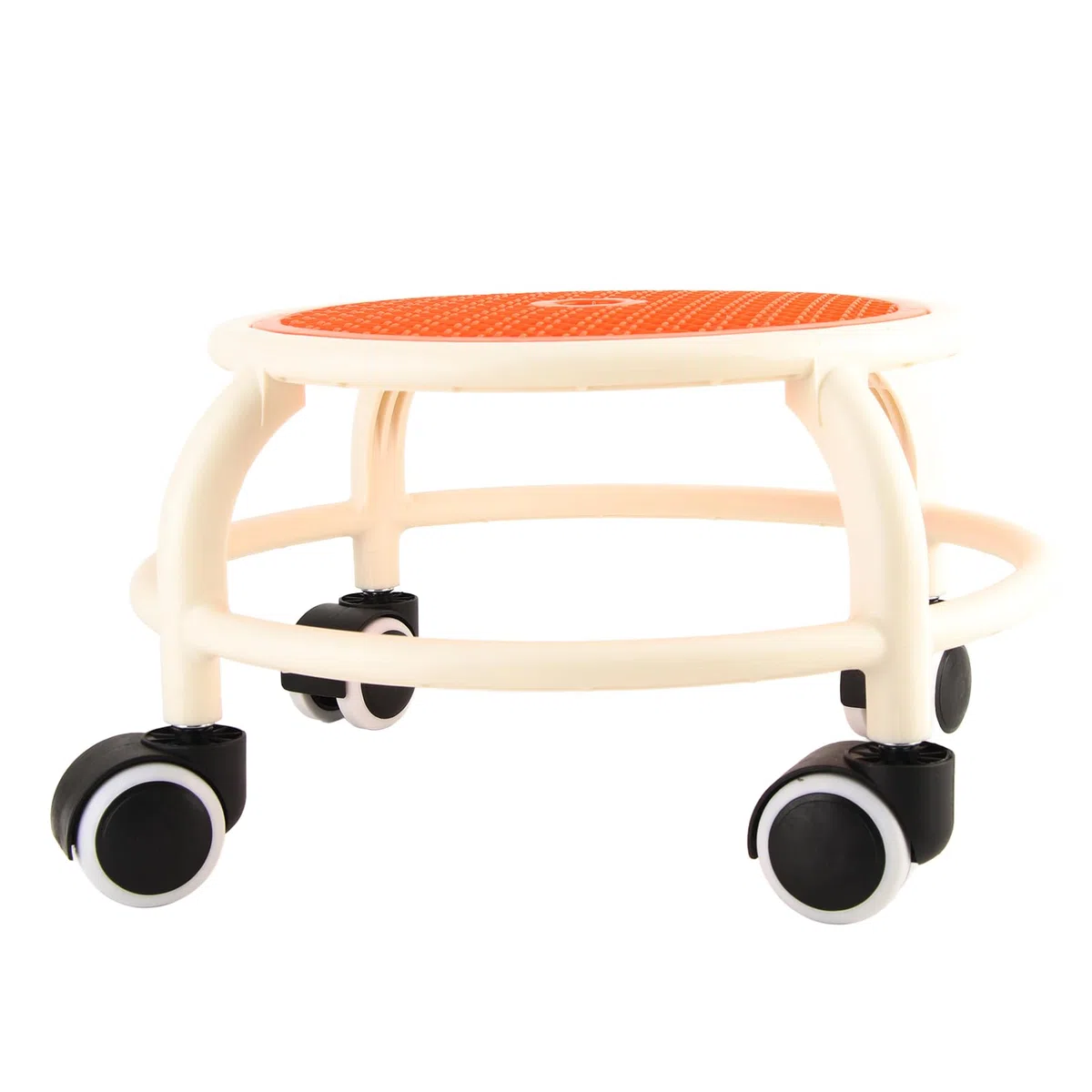 Qcwwy Drehhocker, Stilvoller, Runder, Niedriger Rollhocker für zu Hause, Atmungsaktives Design, Hohe Tragfähigkeit, Kunststoff (ORANGE)