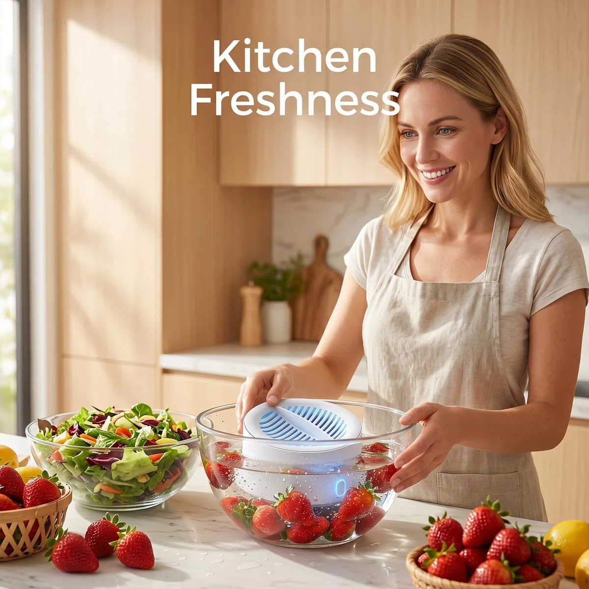 Puribreeze Obst und Gemüsereiniger, kabelloser tragbarer Elektroreiniger für Früchte, Gemüse, Reis und Fleisch effektive Lebensmittelreinigung (A)