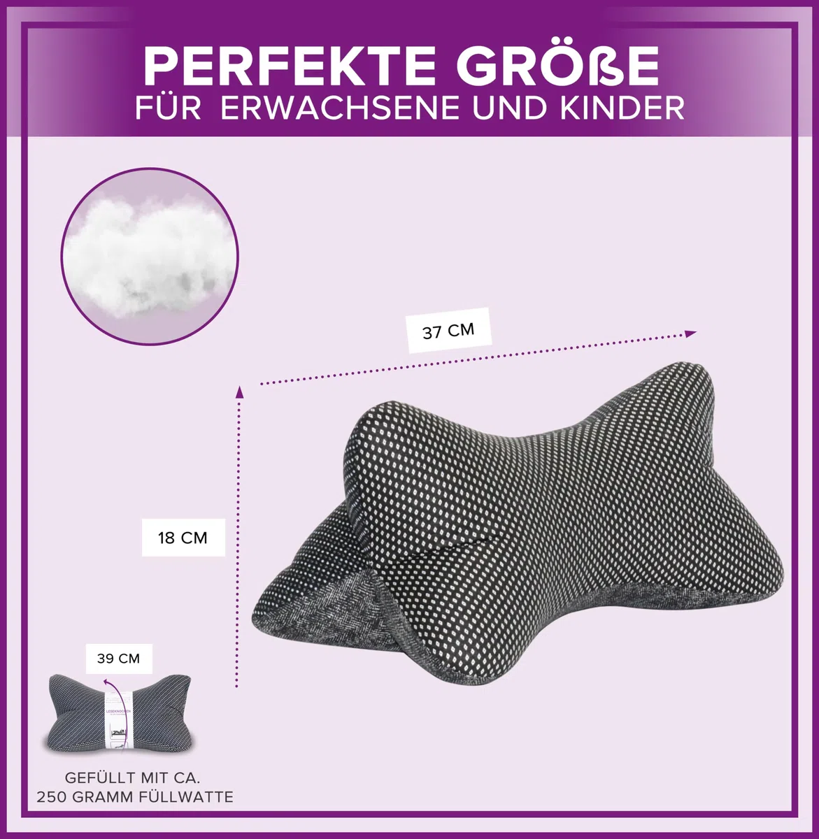 Leseknochen Kinder Nackenkissen Handmade in Deutschland, waschbar und ergonomisch, als Nackenrolle, Lesekissen und Lagerungskissen nutzbar (Kitty Mint)