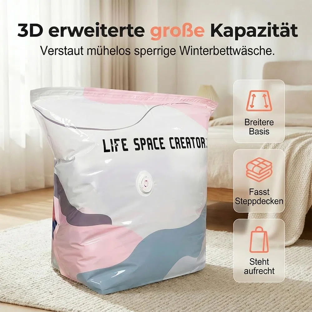 No-Pump Large Vacuum Storage Compression Bags, 2026 New Vacuum Storage Bags, Luftdichte Kompressionsbeutel für Kleidung Kissen Bettdecken Decke (5, 70x50x30cm)